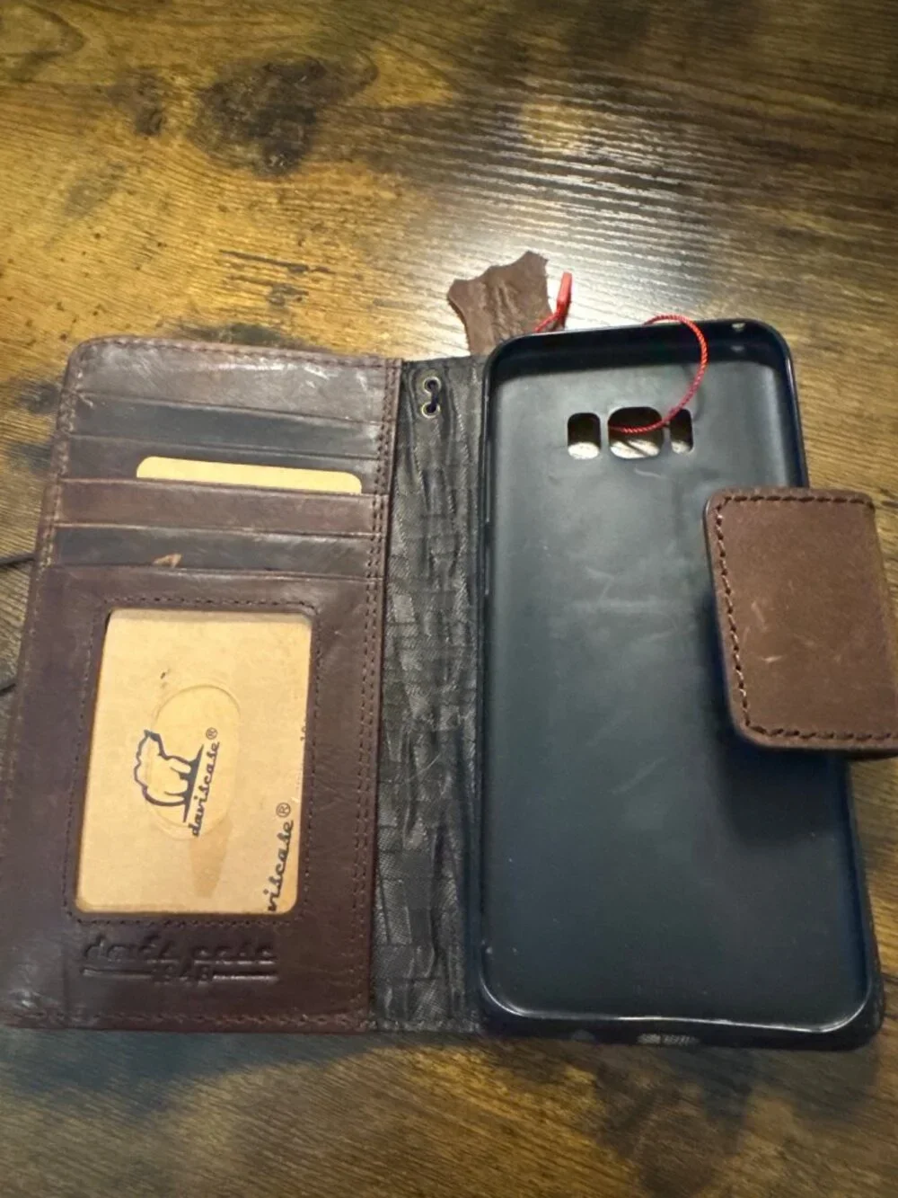 DavisCase 1948 NEW Distressed Brown Genuine Leather Wallet Phone Case